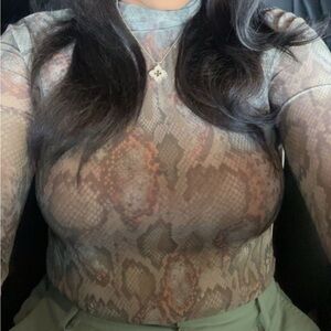 AFRM Snake Print Bodysuit - Brown and Gray